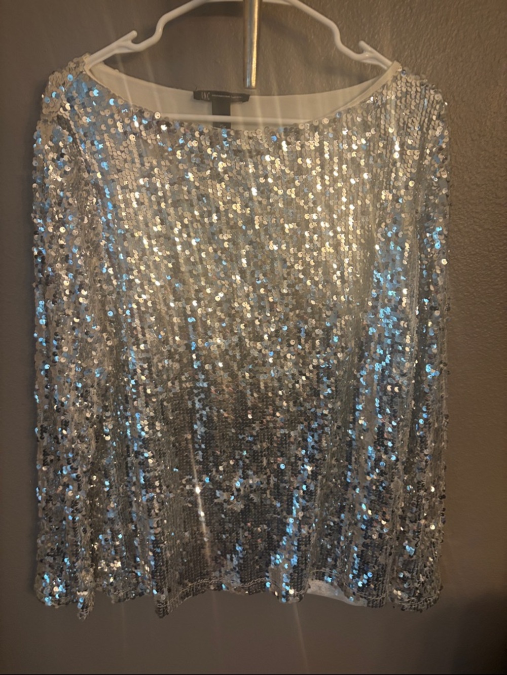 INC International Concepts Silver Sequin A-Line Skirt